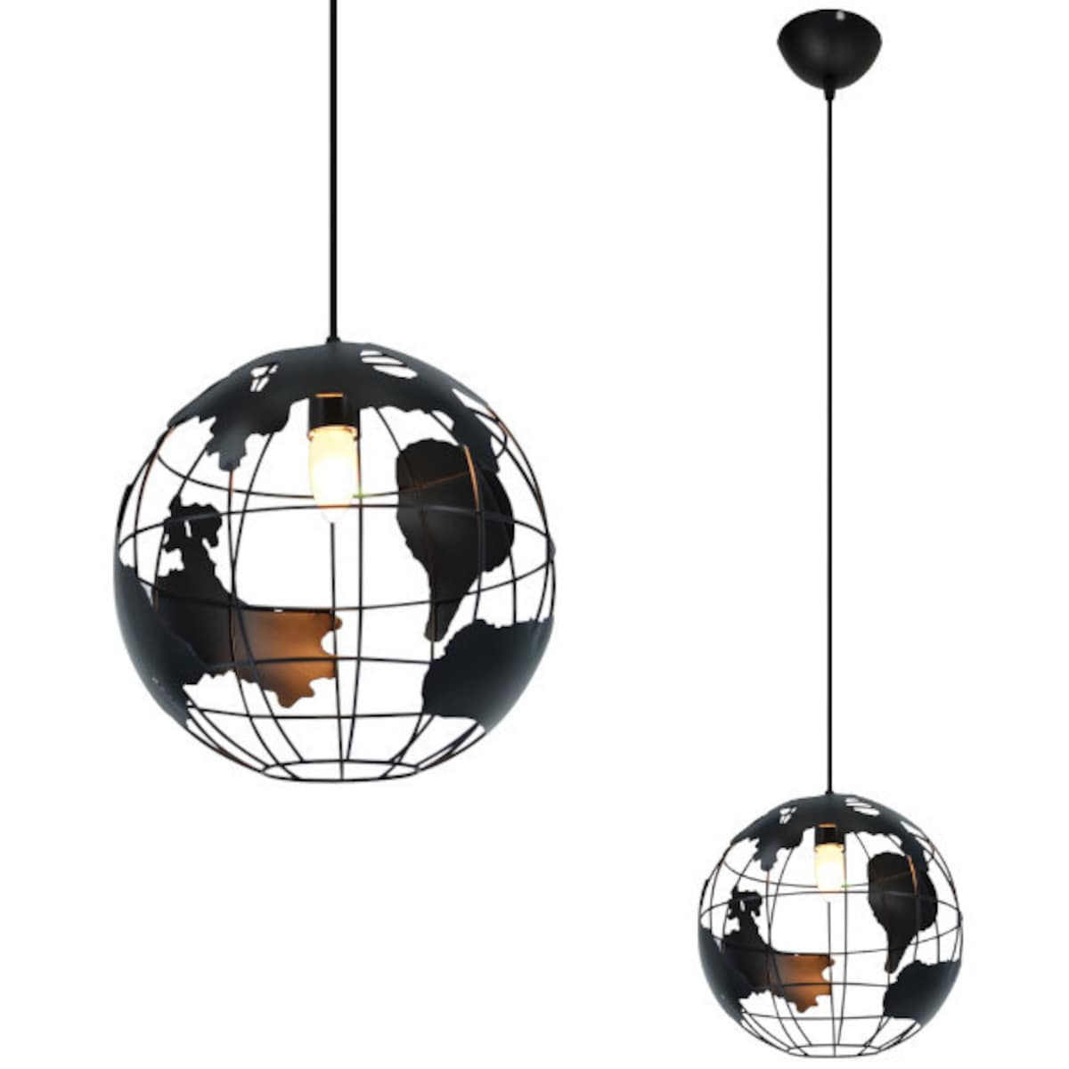 LAMPA wisząca 6862/1 BLACK Elem metalowa OPRAWA planeta ZWIS globus czarny