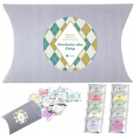 ZESTAW PREZENTOWY UPOMINKOWY - 10 RÓŻNYCH HERBAT SYPANYCH W SASZETKACH - PREZENT UPOMINEK DLA TATY TEŚCIA NA DZIEŃ OJCA URODZINY
