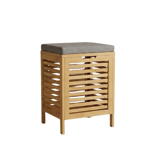 Bambusowy kosz na pranie z siedziskiem DISA, 40 l