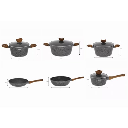 Zestaw garnków z powłoką granitową Wood Line 12 ele. KLAUSBERG