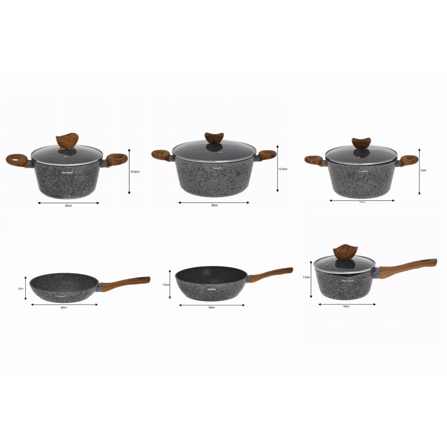 Zestaw garnków z powłoką granitową Wood Line 12 ele. KLAUSBERG