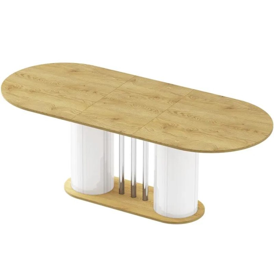 Stół rozkładany CESARO 160(208)x89 dąb/biały połysk