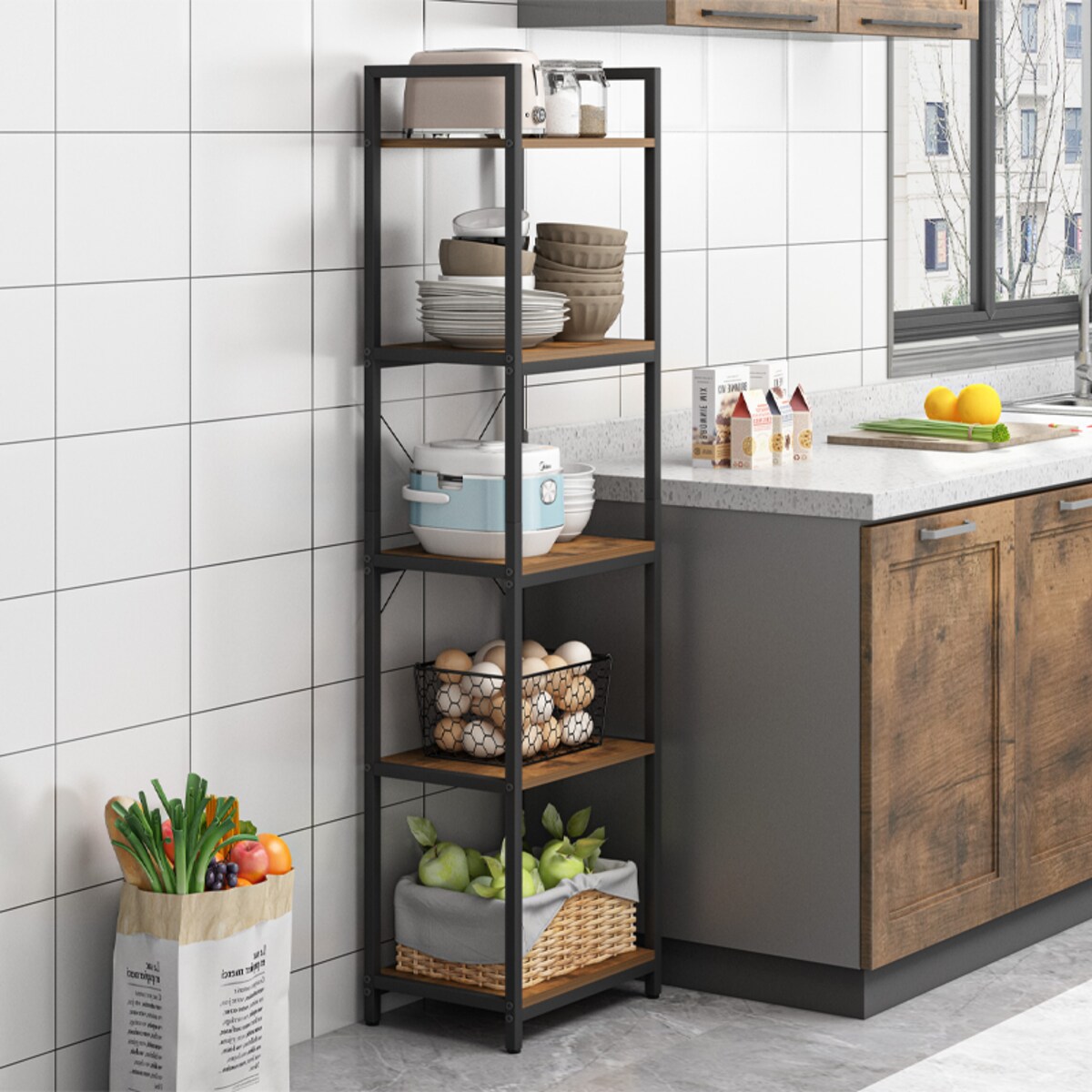 Regał na książki drabinka wysoki szafka loft metalowa industrialny 154 cm