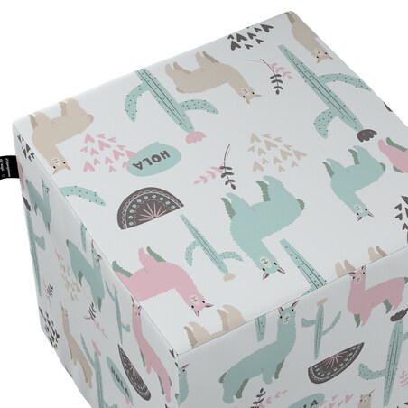 Puf kostka Nano, pastelowe lamy na jasnoszarym tle, 40 x 40 x 40 cm, Magic Collection
