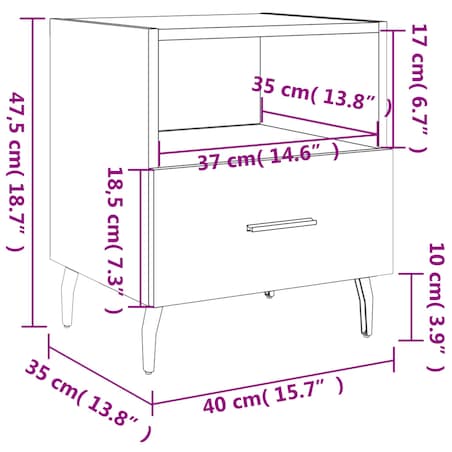 vidaXL Szafki nocne, 2 szt., czarne, 40x35x47,5 cm