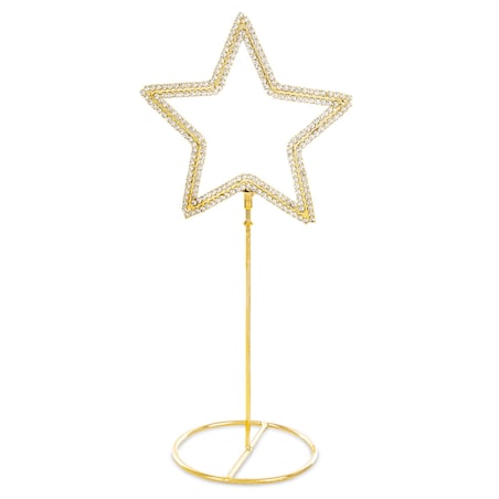 Dekoracja - 2 szt. stojąca GWIAZDA 22x10x7,5 cm na złotej podstawce