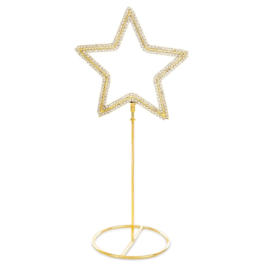 Dekoracja - 2 szt. stojąca GWIAZDA 22x10x7,5 cm na złotej podstawce