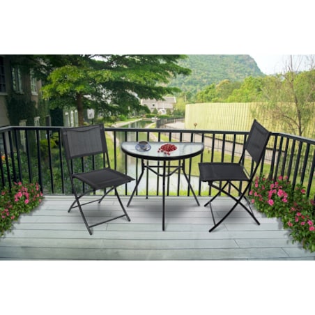 Półokrągły stolik balkonowy ze szklanym blatem