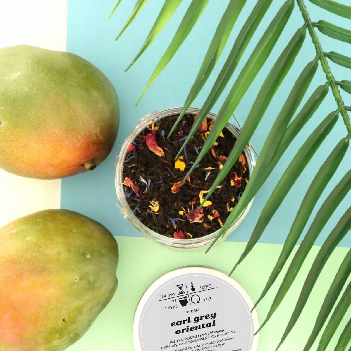 Herbata czarna EARL GREY ORIENTAL połączenia smaku mango i bergamotki - herbata liściasta sypana mieszanka napar susz - gotowa na prezent upominek