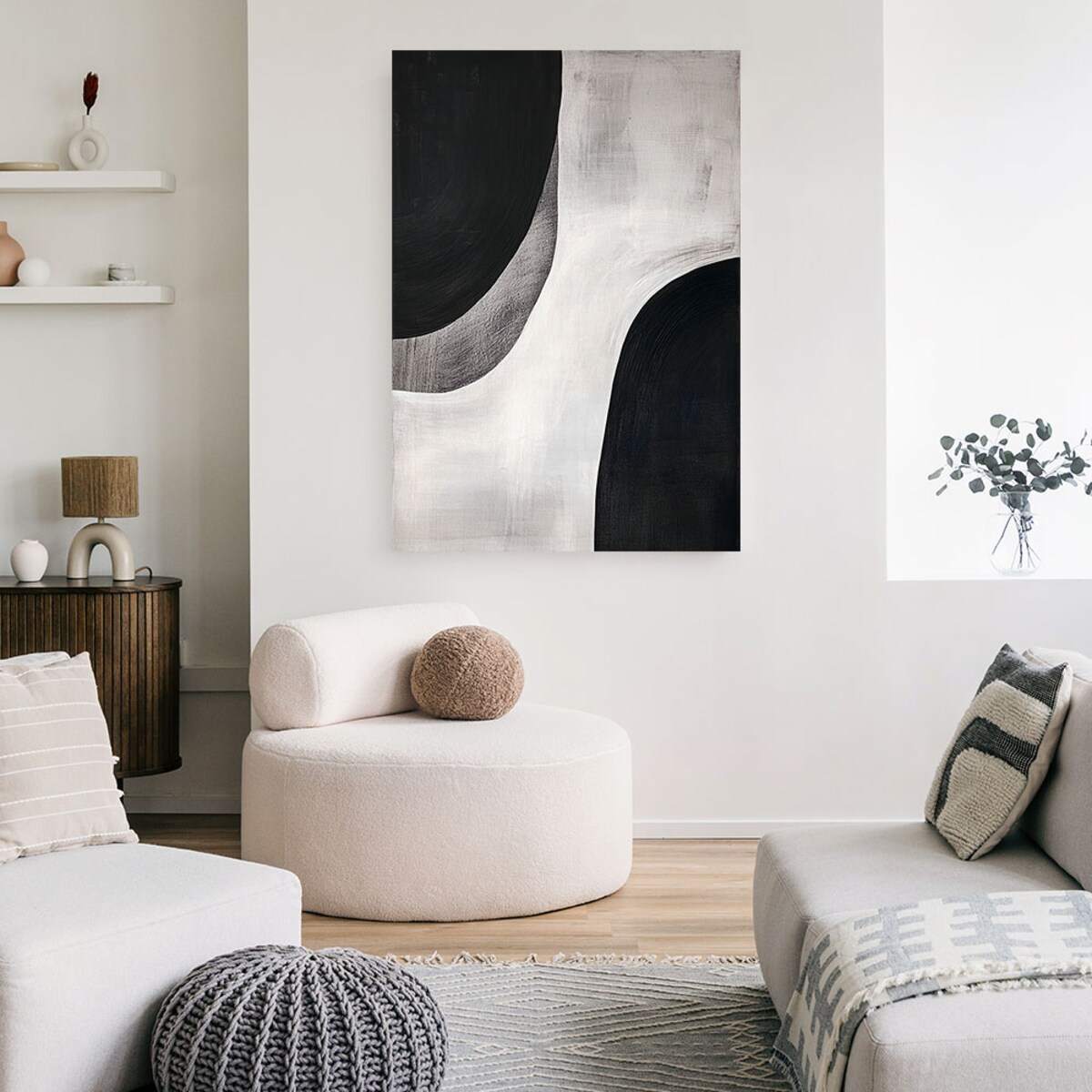 Feeby Obraz nowoczesny, Czarno Biała Abstrakcja Minimalizm 70x100