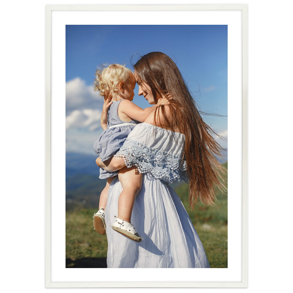 Ramka na zdjęcia 70x100 cm biała rama MDF z plexi do powieszenia pion poziom klasyczna ramka