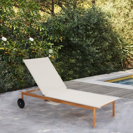 Leżak ogrodowy z aluminium składany Na taras balkon Wygodny regulowany beż