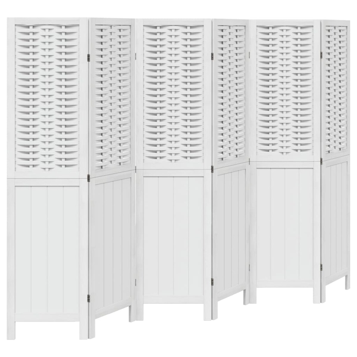 vidaXL Parawan pokojowy, 6-panelowy, biały, lite drewno paulowni