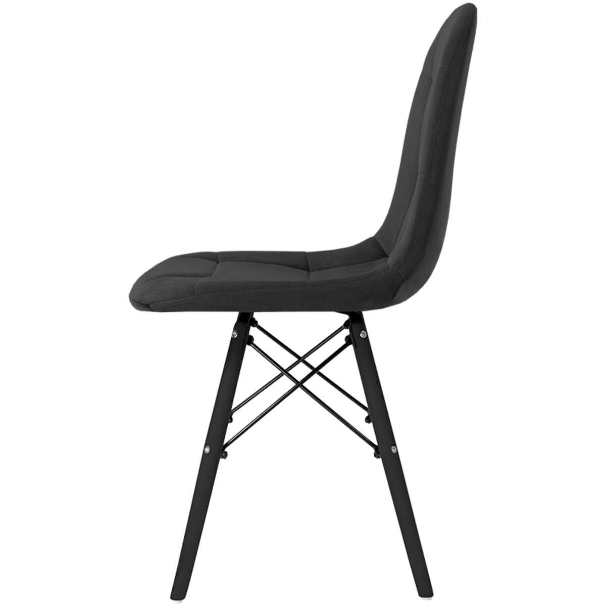 Krzesło tapicerowane skandynawskie czarne welurowe pikowane nowoczesne