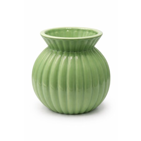 Wazon ceramiczny okrągły prążkowany 19x17x17 cm ASTRID zielony