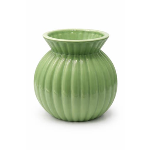 Wazon ceramiczny okrągły prążkowany 19x17x17 cm ASTRID zielony