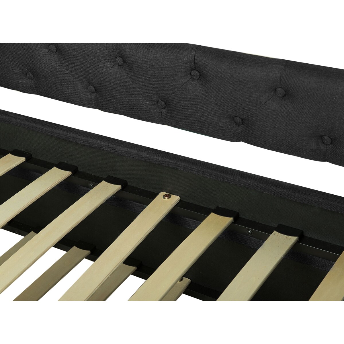 Łóżko wysuwane tapicerowane 80 x 200 cm ciemnoszare LIBOURNE