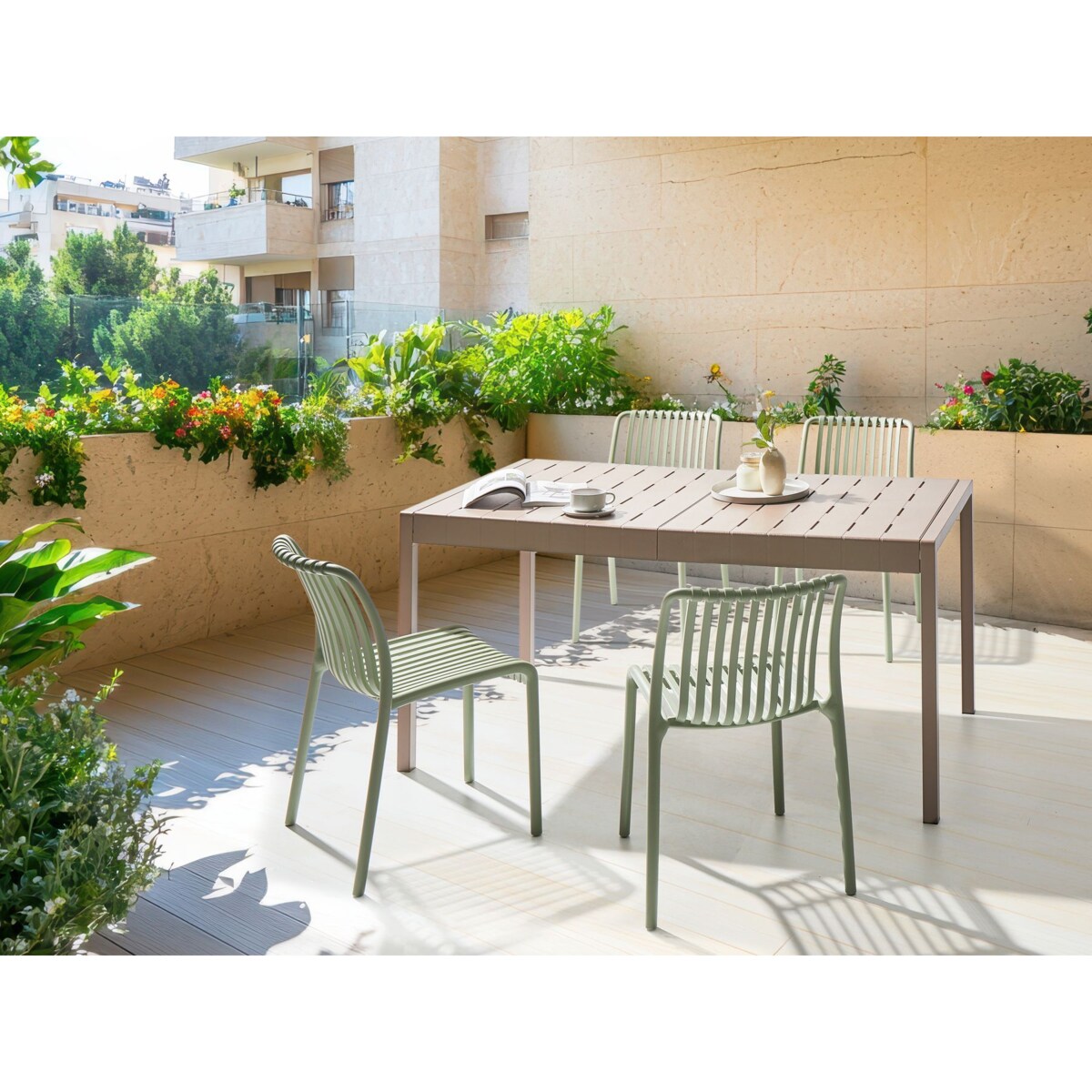 Stół ogrodowy BARTICA 154 cm 84 cm Brązowy