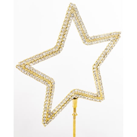 Dekoracja - 2 szt. stojąca GWIAZDA 22x10x7,5 cm na złotej podstawce