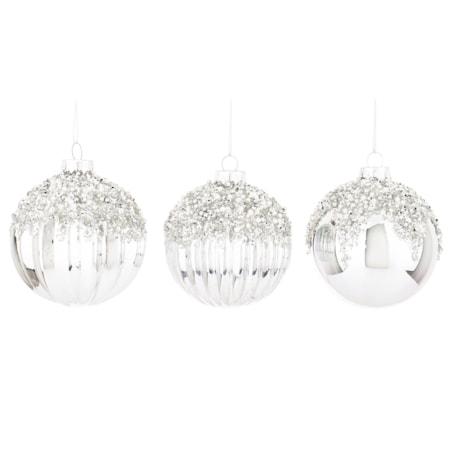 Bombki szklane srebrne 3 szt. Ø 8 cm ARZENTO