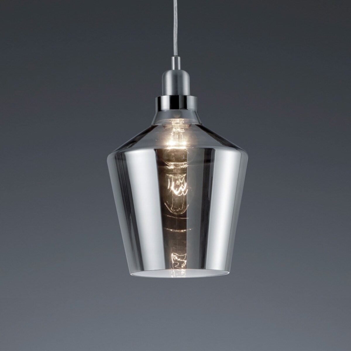 Szklana lampa wisząca Calais loftowa do kuchni nad wyspę czarna