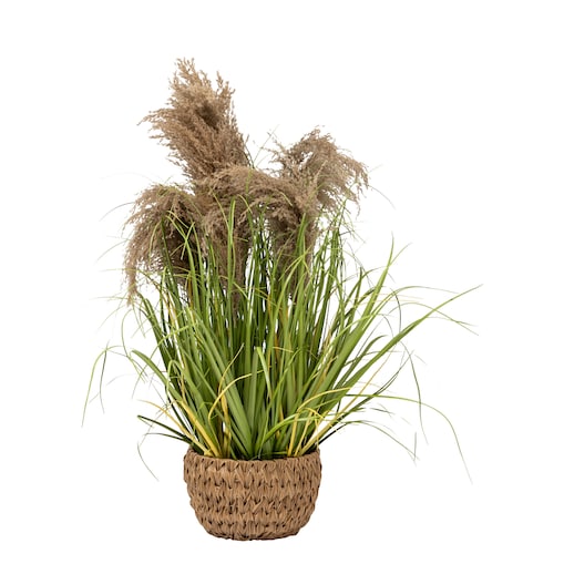 Sztuczna trawa MAXIME w doniczce z plecionki, 80 cm