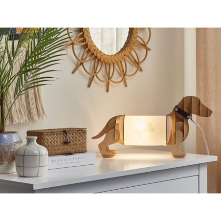 Lampa stołowa pies jasne drewno LOUBIERE