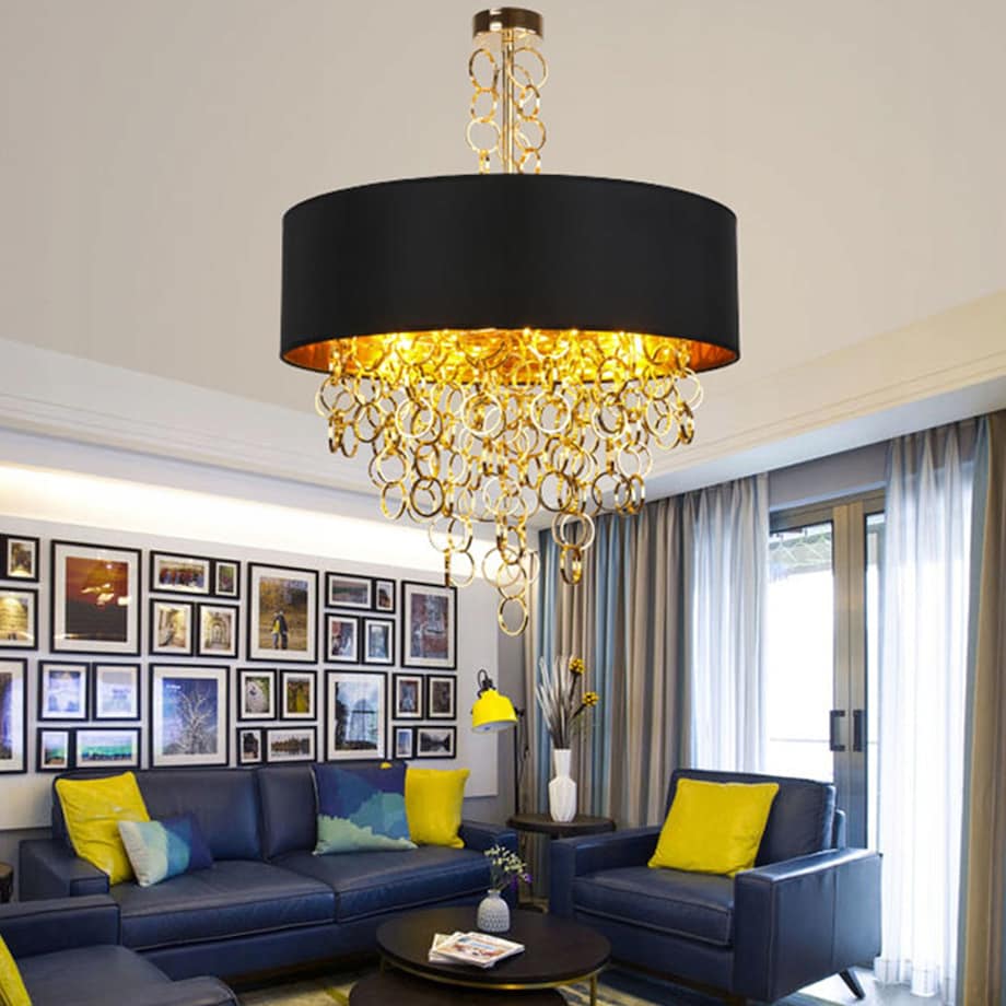 Lampa Wisząca Żyrandol Nowoczesny Black Gold 45Cm
