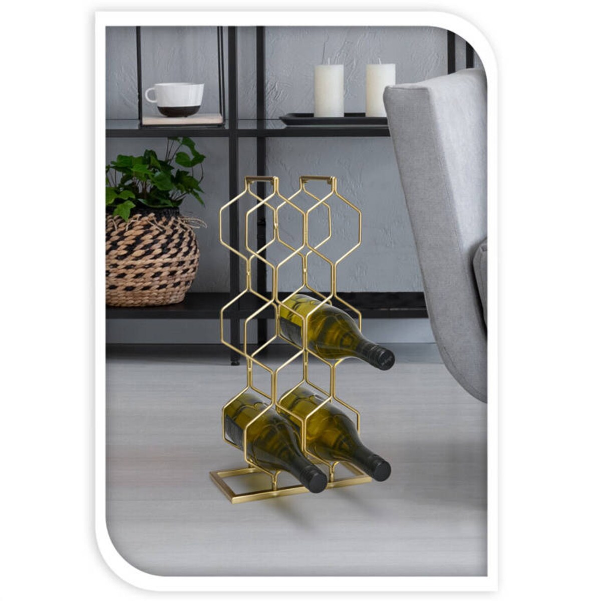 Stojak na wino metalowy, na 8 butelek, wys. 48 cm