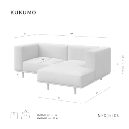 Kukumo sofa narożna lewa Brzoskwiniowa