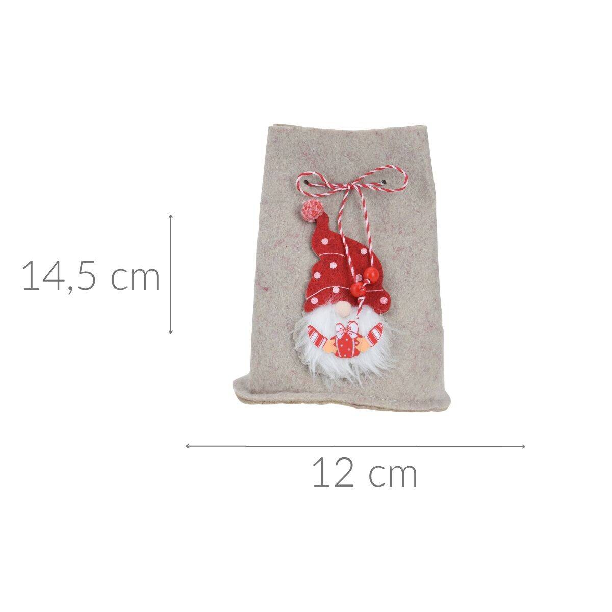 Worek świąteczny ze skrzatem, 12 x 14,5 cm