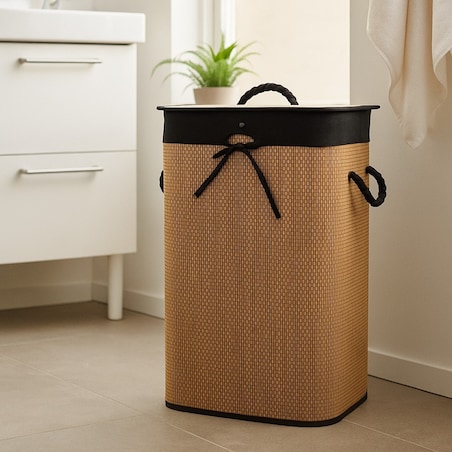 Kosz na pranie bambusowy 60x30x40 cm MOSAS 72 litry