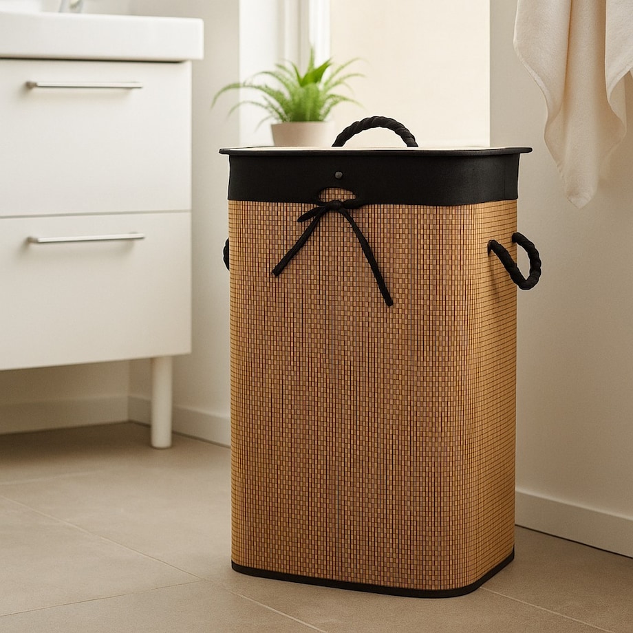 Kosz na pranie bambusowy 60x30x40 cm MOSAS 72 litry