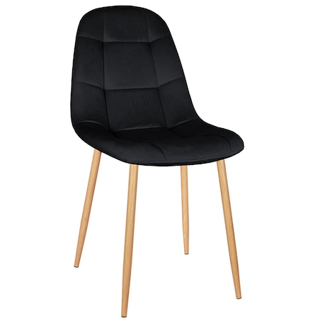 Krzesło tapicerowane czarne welurowe pikowane do salonu jadalni