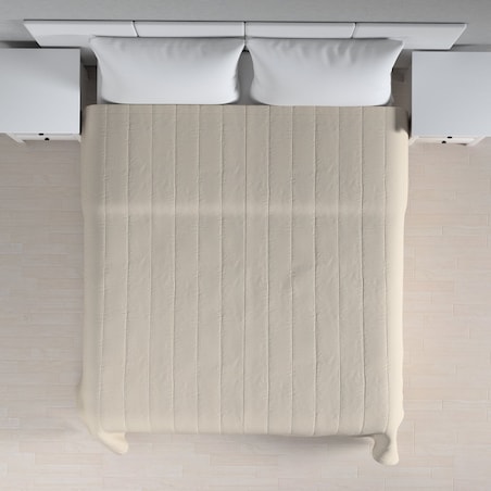 Narzuta pikowana w pasy 130x210 naturalny len