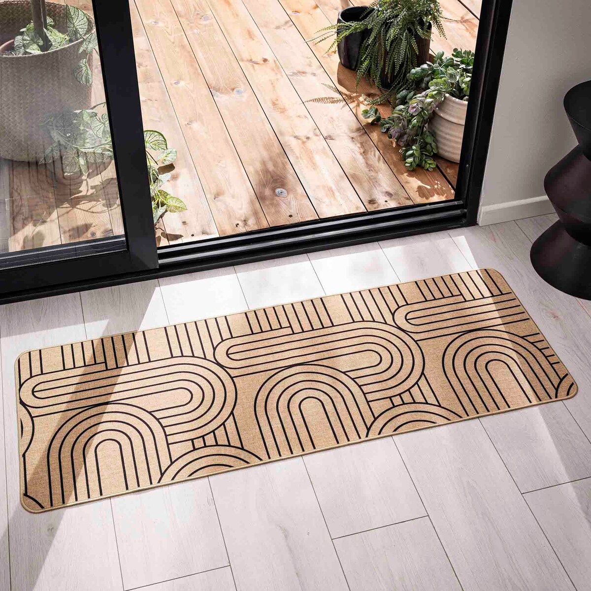 Mata prostokątna MODUL BLACK, 45 x 120 cm, tkana
