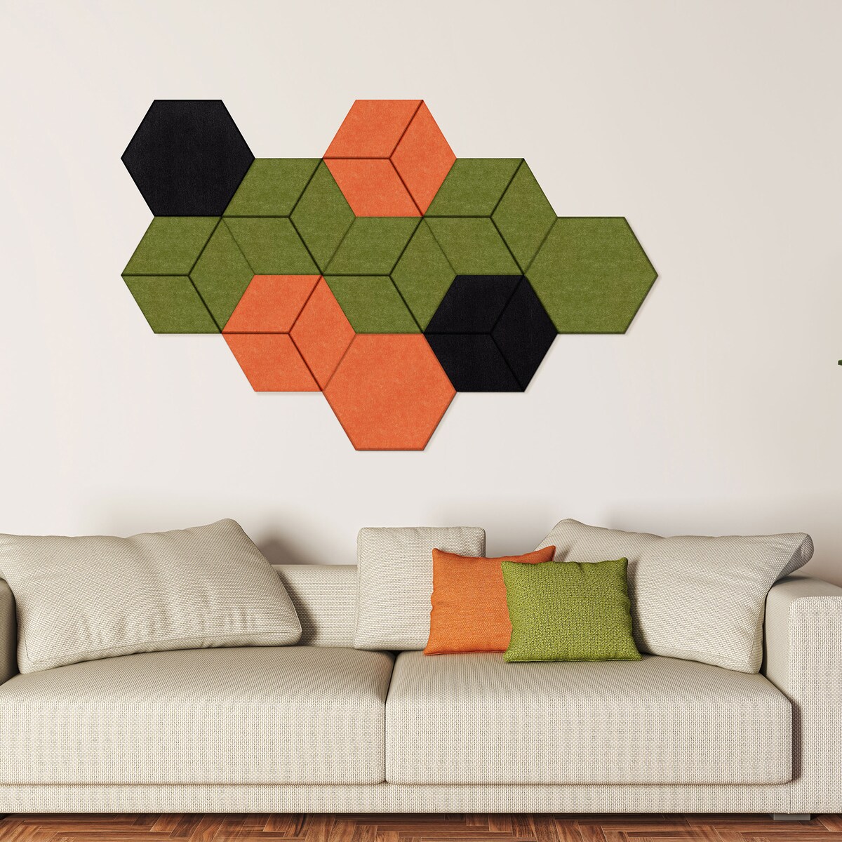 Zestaw 2 szt panel filcowy Felly 40x46 cm płytka heksagon pomarańczowy