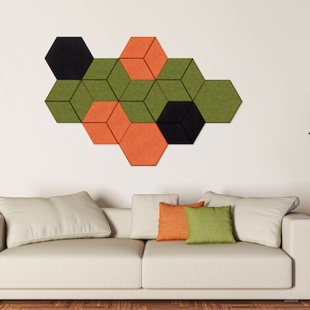 Zestaw 2 szt panel filcowy Felly 40x46 cm płytka heksagon pomarańczowy