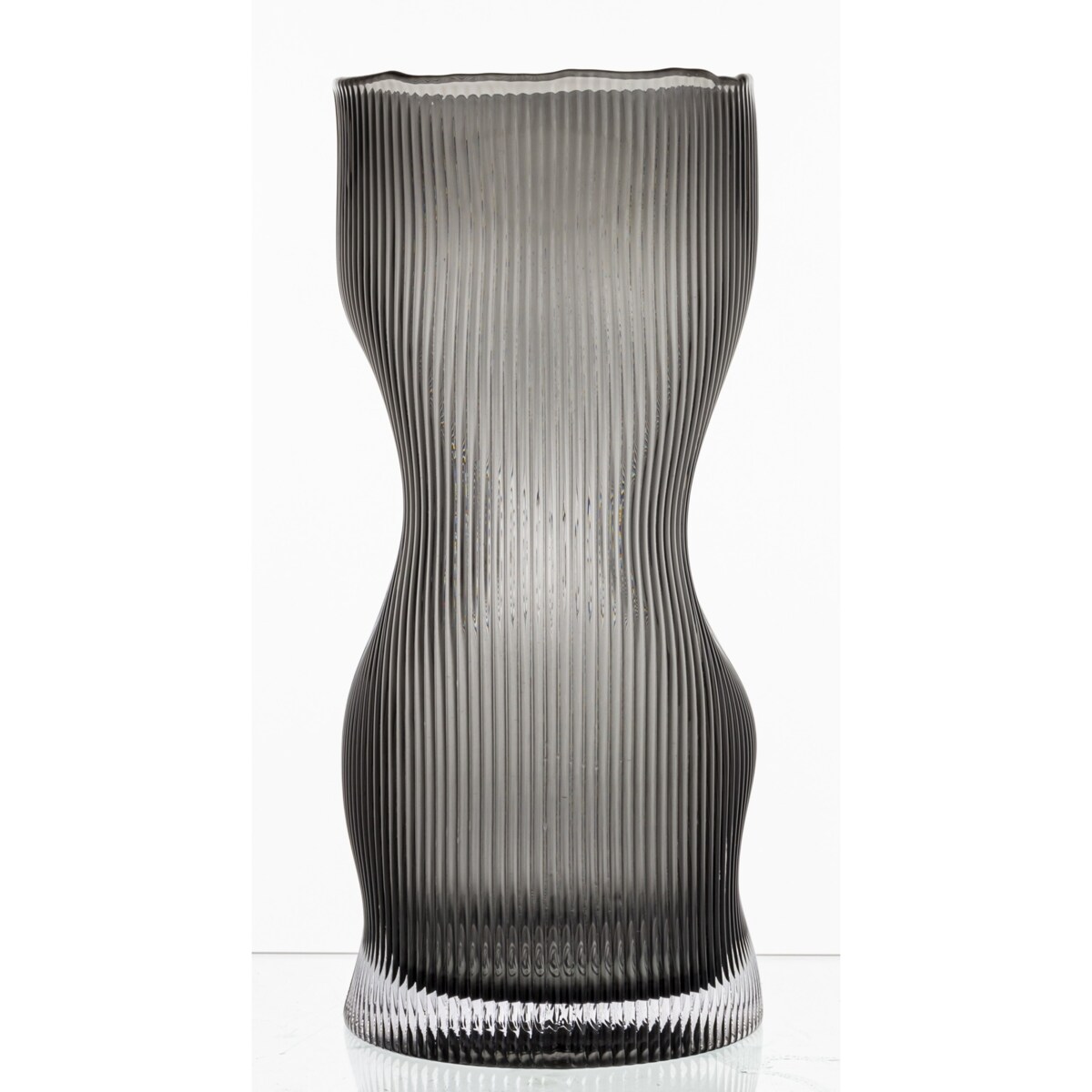 Wazon szklany prążkowany 30x13,5x13,5 RAPIGATA cm szary