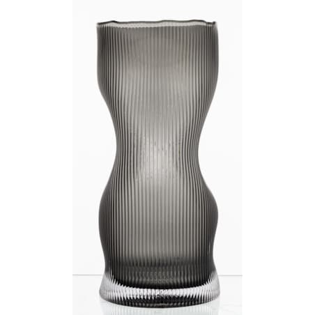 Wazon szklany prążkowany 30x13,5x13,5 RAPIGATA cm szary