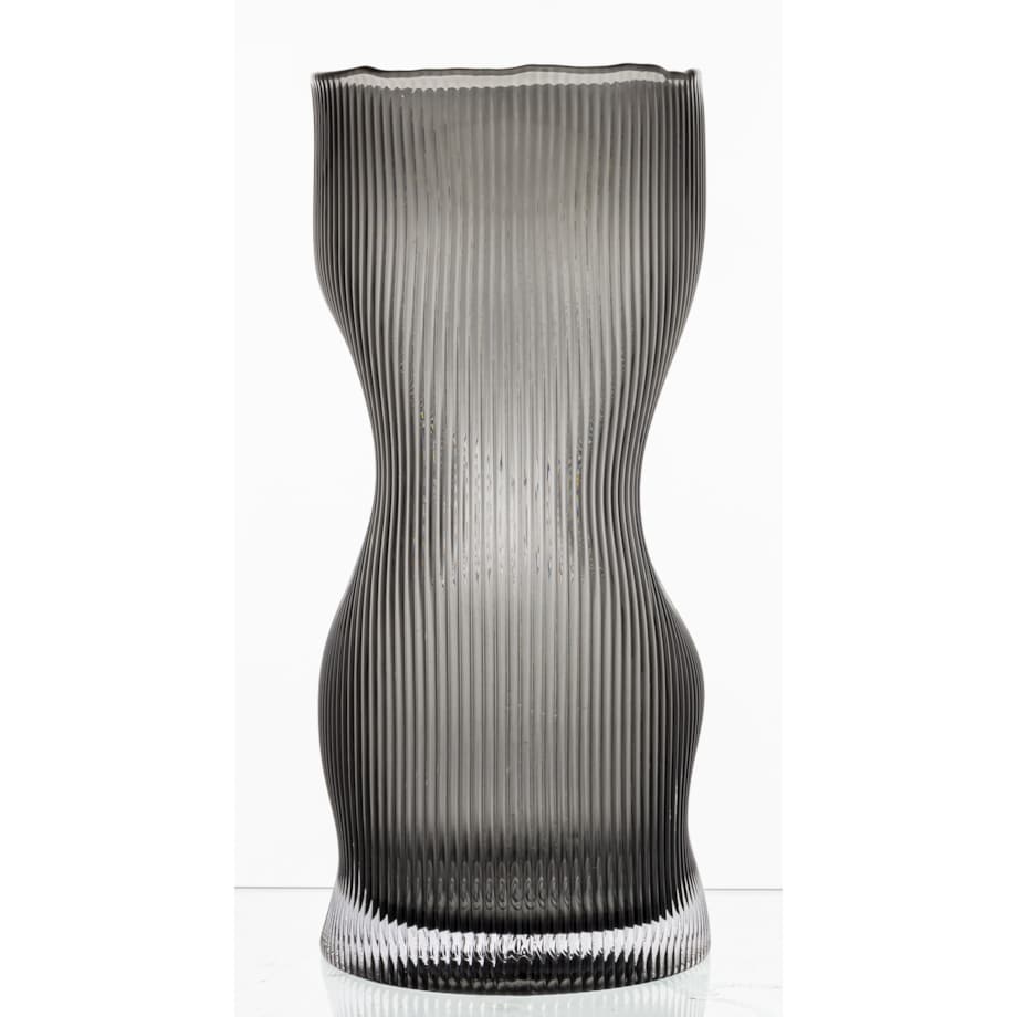 Wazon szklany prążkowany 30x13,5x13,5 RAPIGATA cm szary