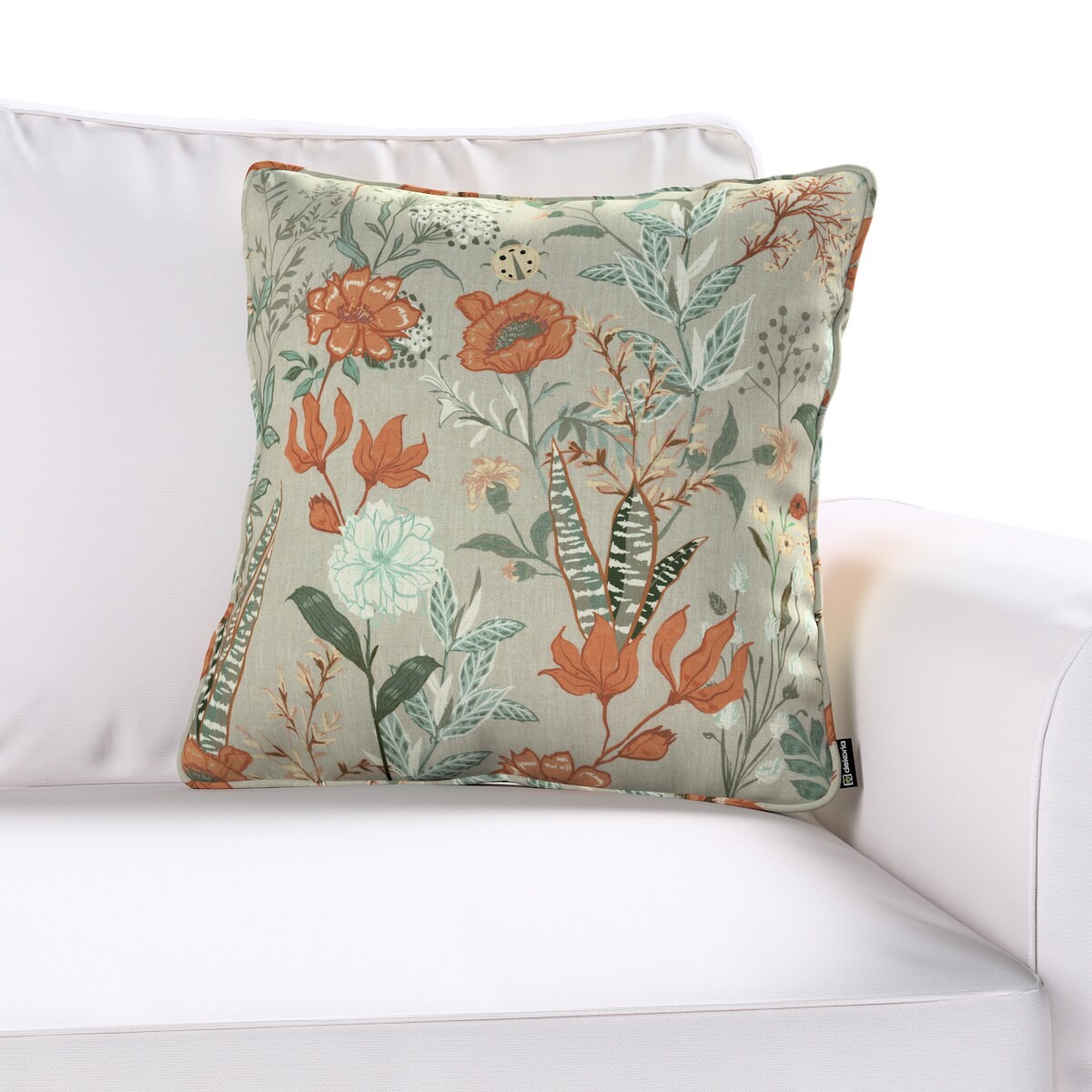 Poszewka Gabi na poduszkę 45x45 kolorowe kwiaty na szarym tle