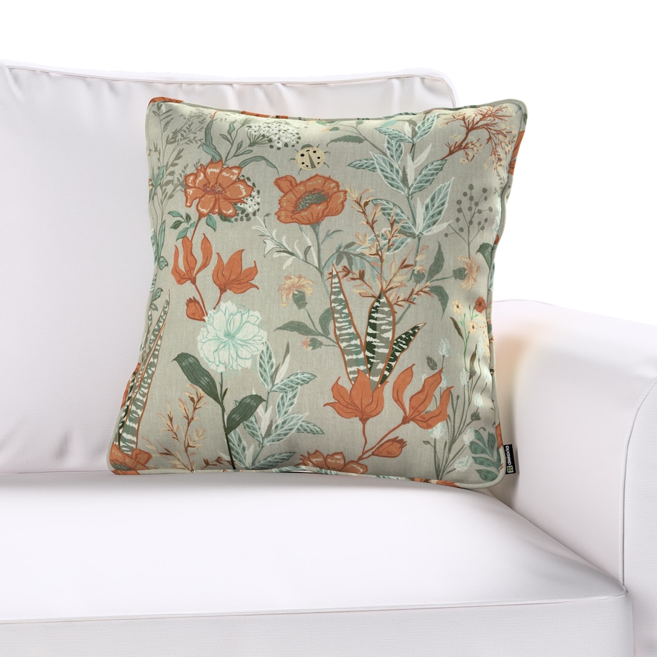 Poszewka Gabi na poduszkę 45x45 kolorowe kwiaty na szarym tle