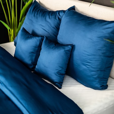 Komplet pościeli 220x200 satyna bawełniana granatowa PAN MATERAC