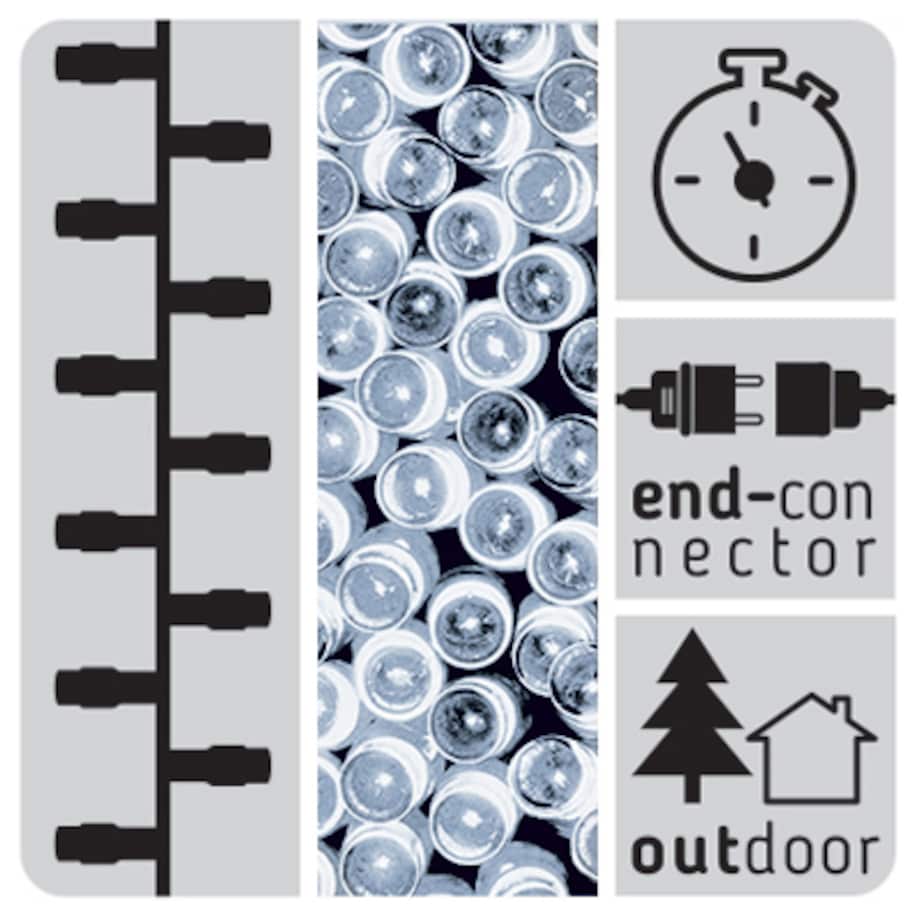 Girlanda 200Led Dodatkowe Gniazdo, Timer, Zimny Biały, Sieciowa, Zew.