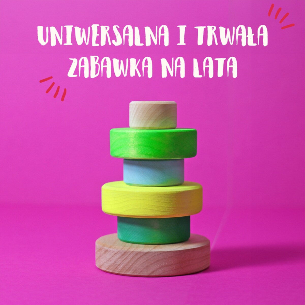 Wieża drewniana dla dzieci 6 krążków – klocki Grimm's Neon Green 1+