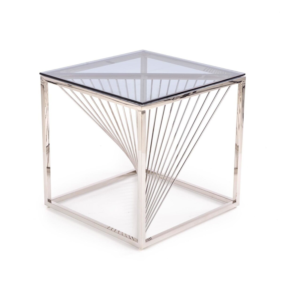 STOLIK KAWOWY Infinity S SZKLANY BLAT stalowa podstawa