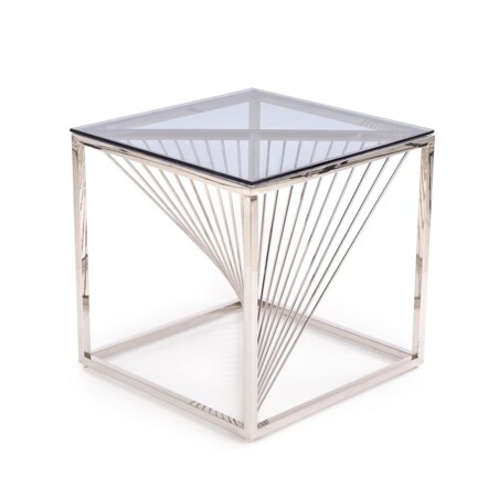 STOLIK KAWOWY Infinity S SZKLANY BLAT stalowa podstawa