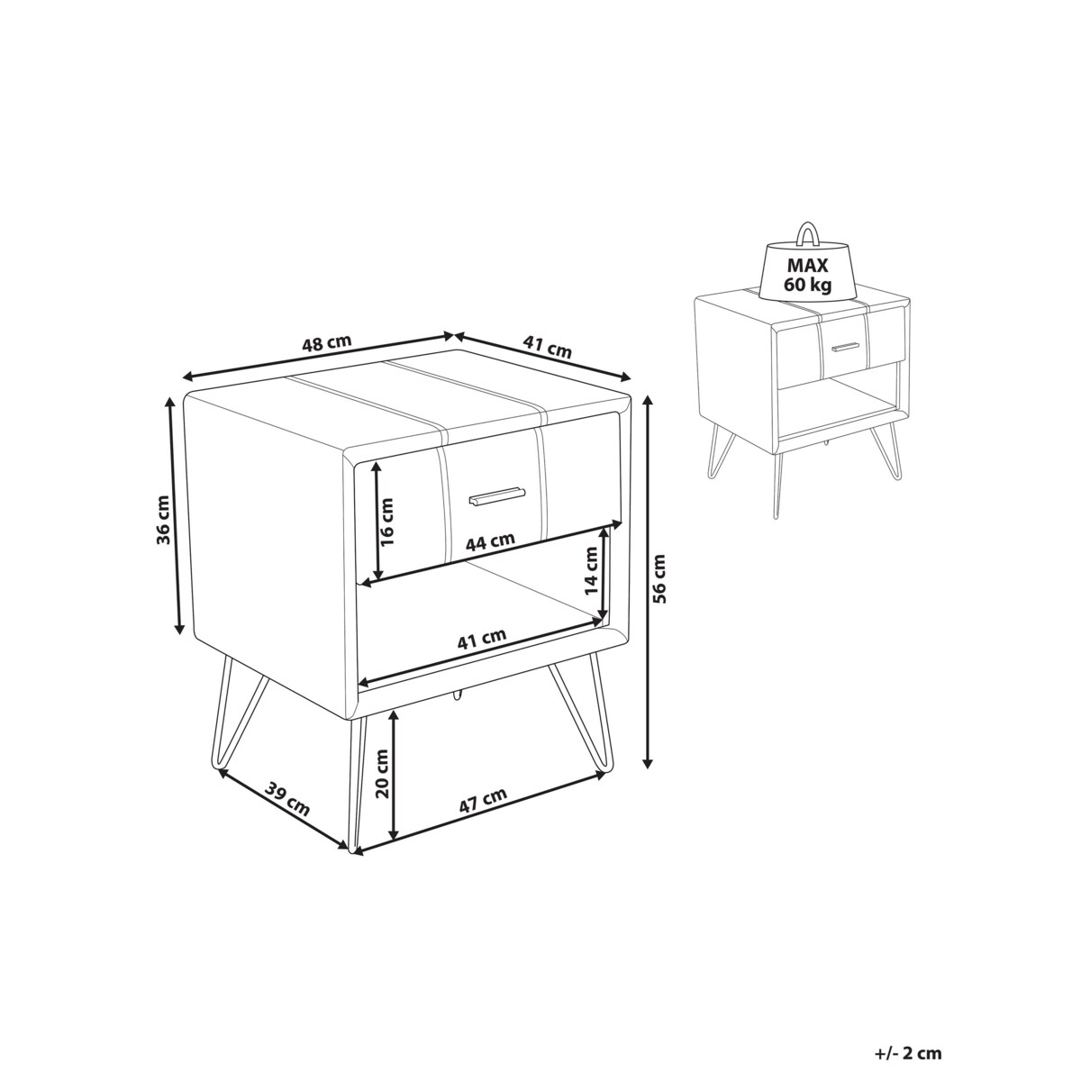 Szafka nocna BETIN Ekoskóra Beżowy