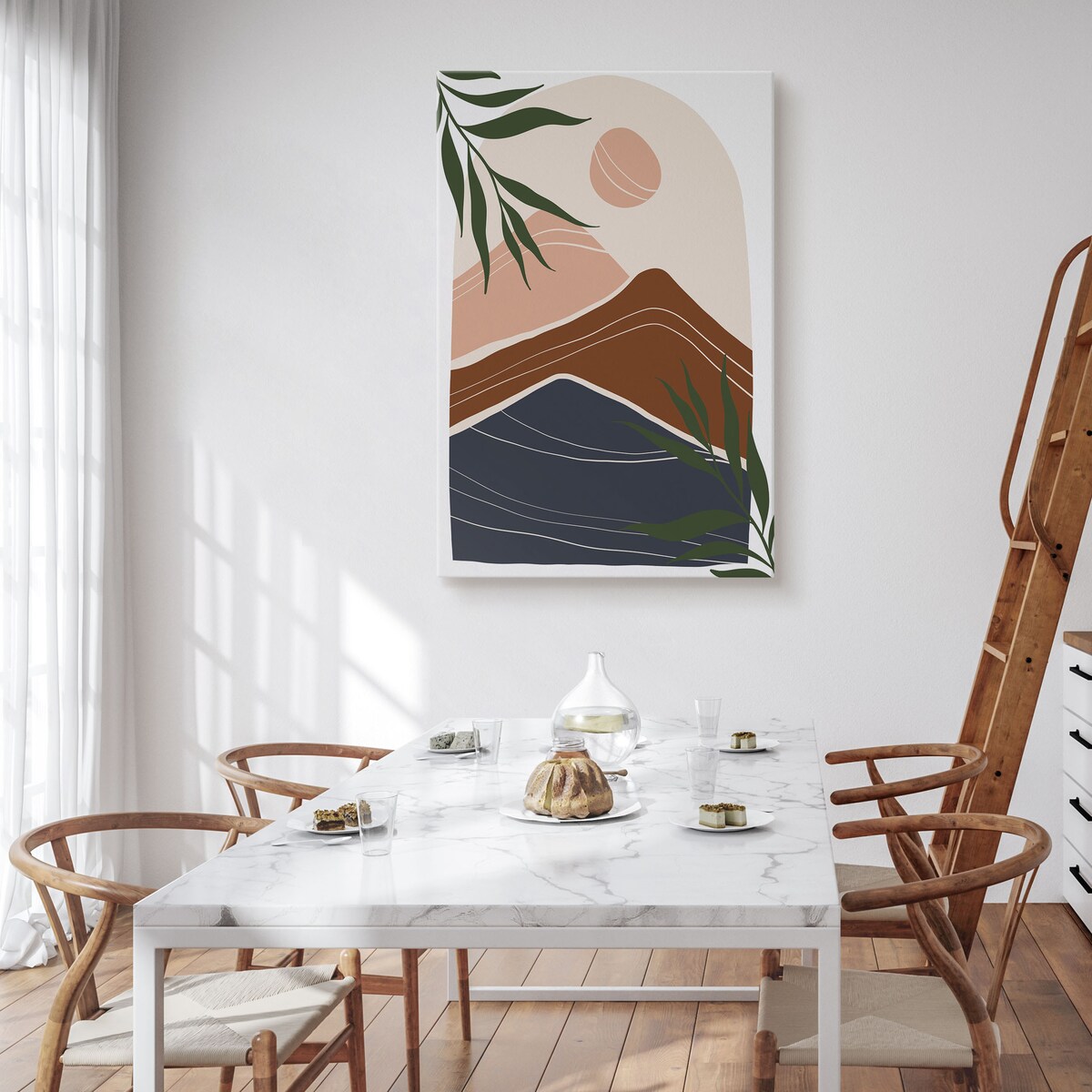 Obraz Góry Abstrakcja Słońce Liście Palmowe 30x40cm